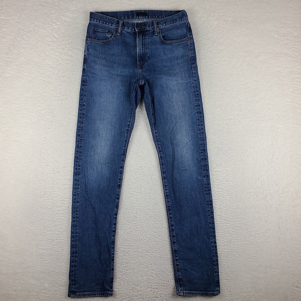 UNIQLO Jeans Mens 29x34 Blue Slim‎ Straight Dark Wash Denim